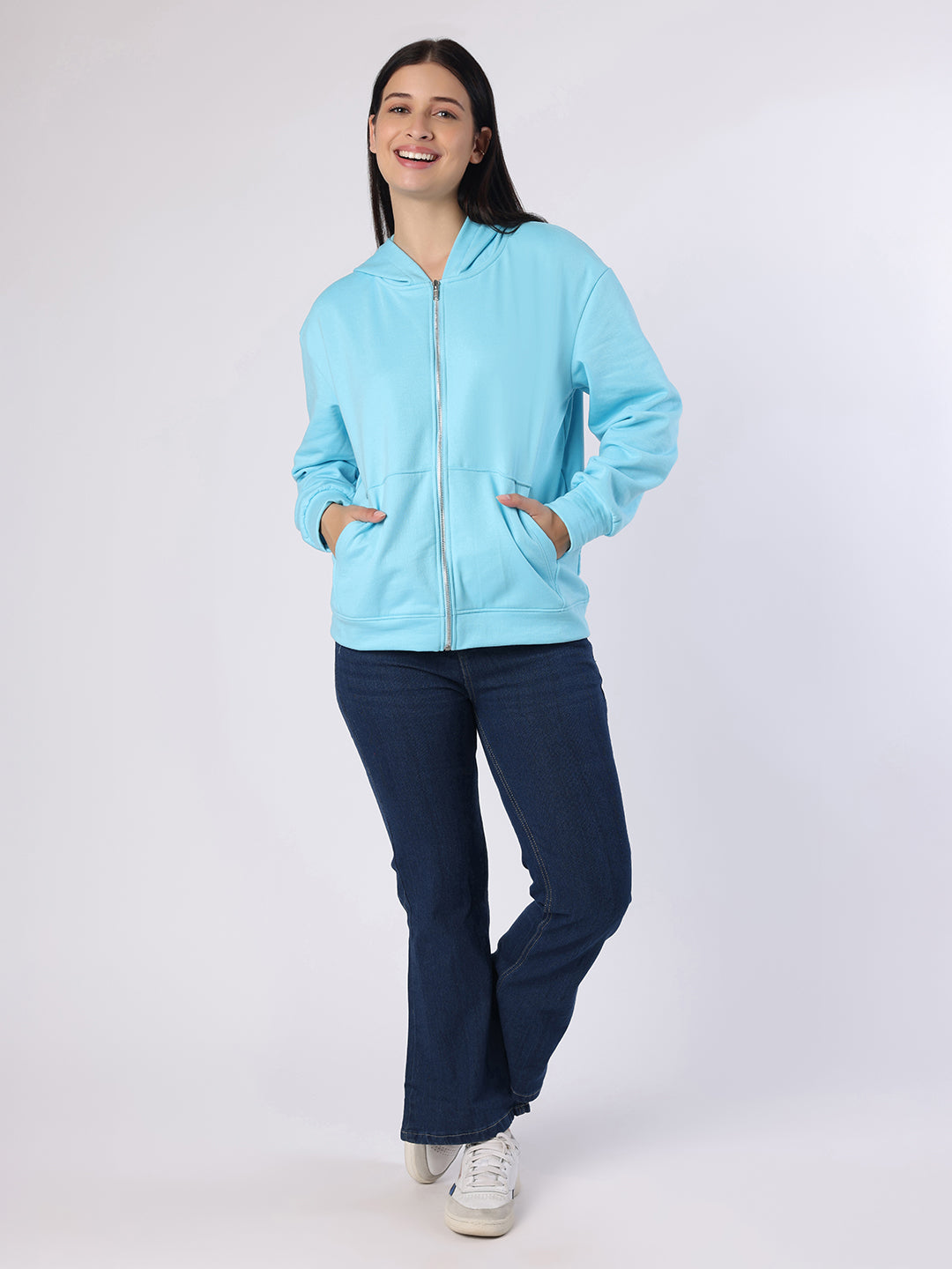 Aqua Blue Sweatshirt With Hood