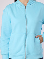 Aqua Blue Sweatshirt With Hood