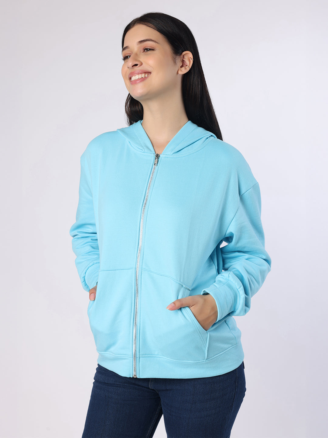 Aqua Blue Sweatshirt With Hood