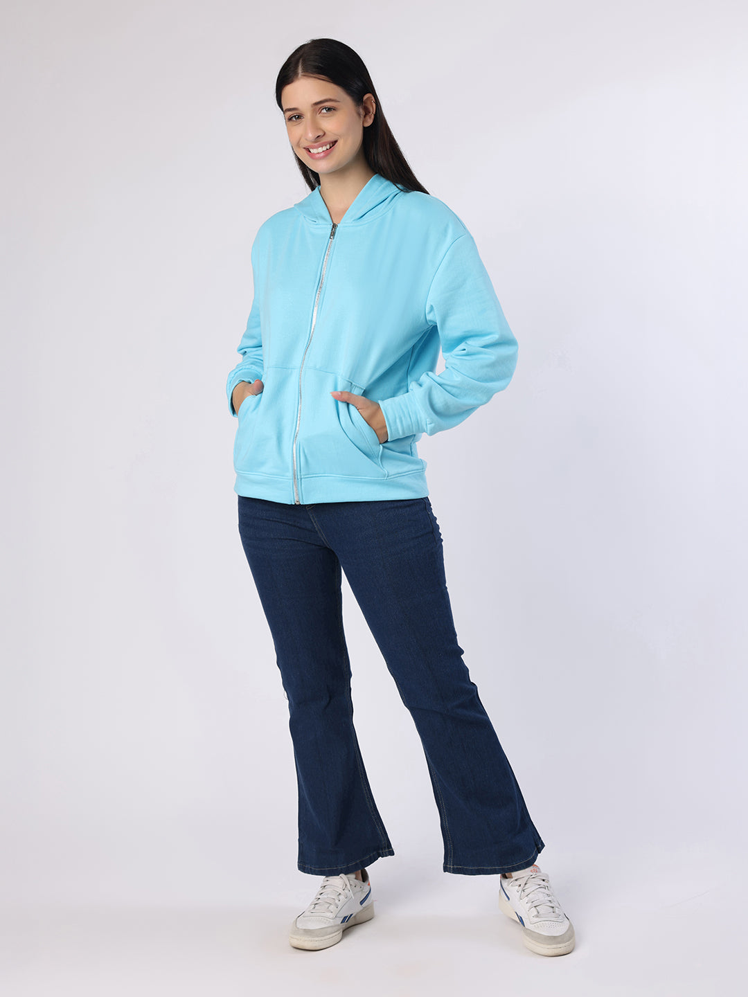 Aqua Blue Sweatshirt With Hood