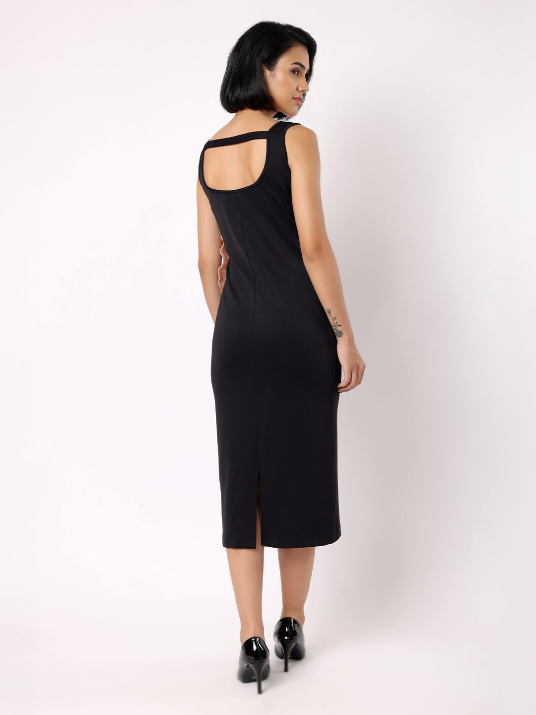 Black Floral Bodycon Dress