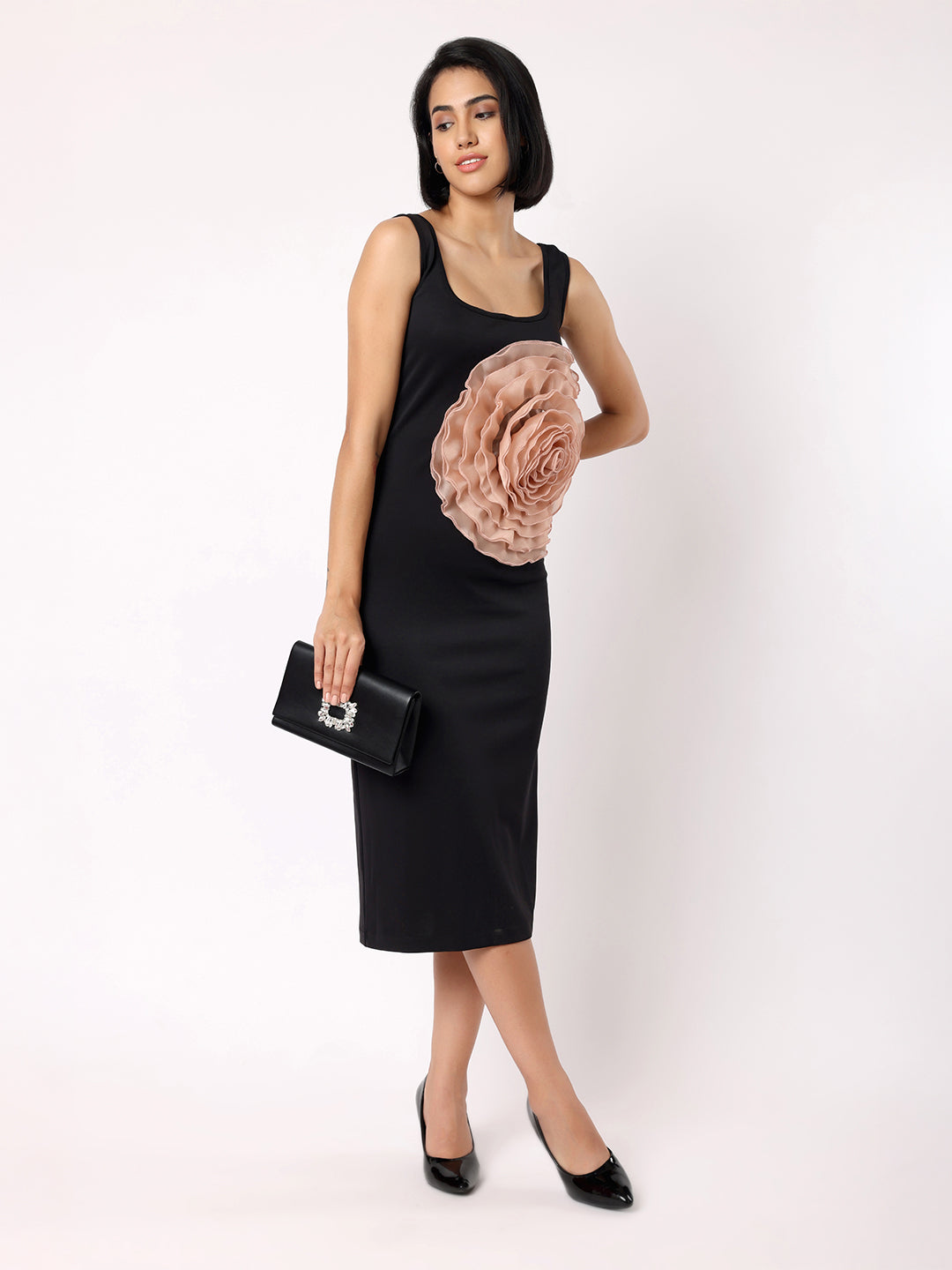 Black Floral Bodycon Dress