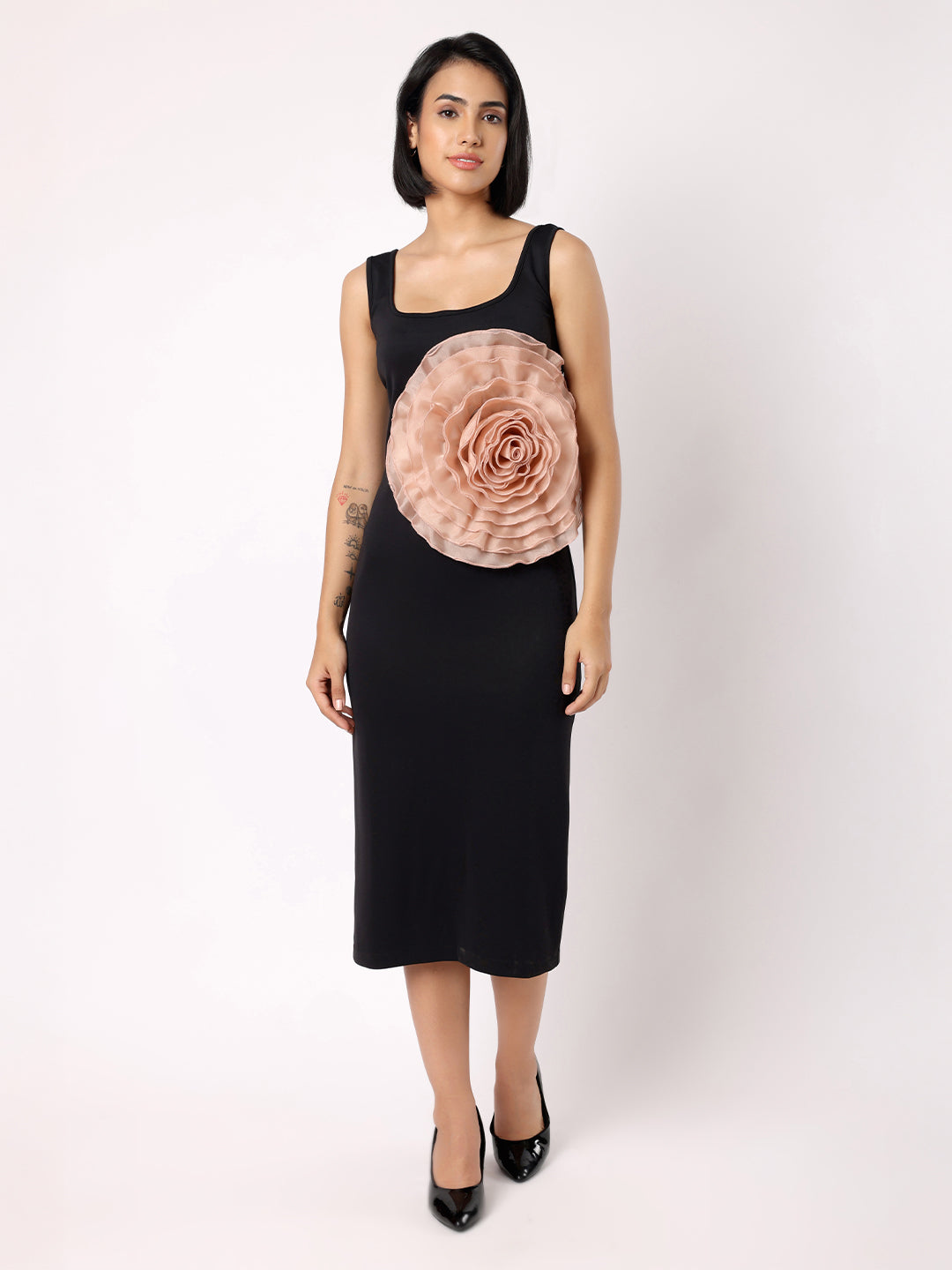 Black Floral Bodycon Dress