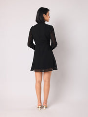Black Wrap Dress With Key Hole Detail