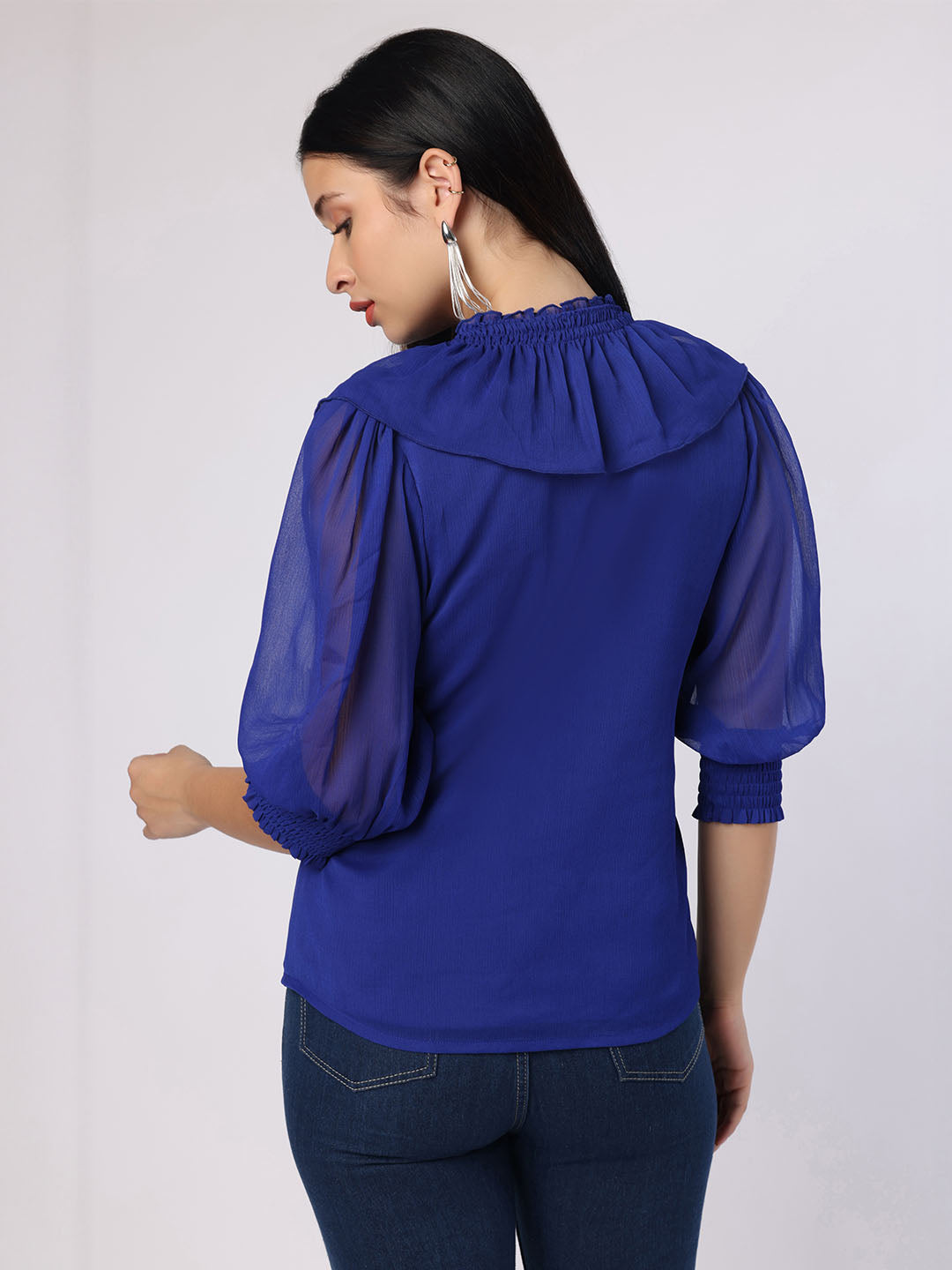 Blue Top With Front Frills