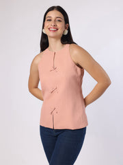 Dusty Peach Top With Front Bow Detail