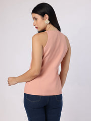 Dusty Peach Top With Front Bow Detail