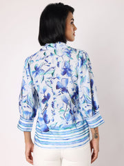 Floral Shirt With Striper Border