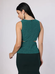 Green Lurex Cut-Out Top