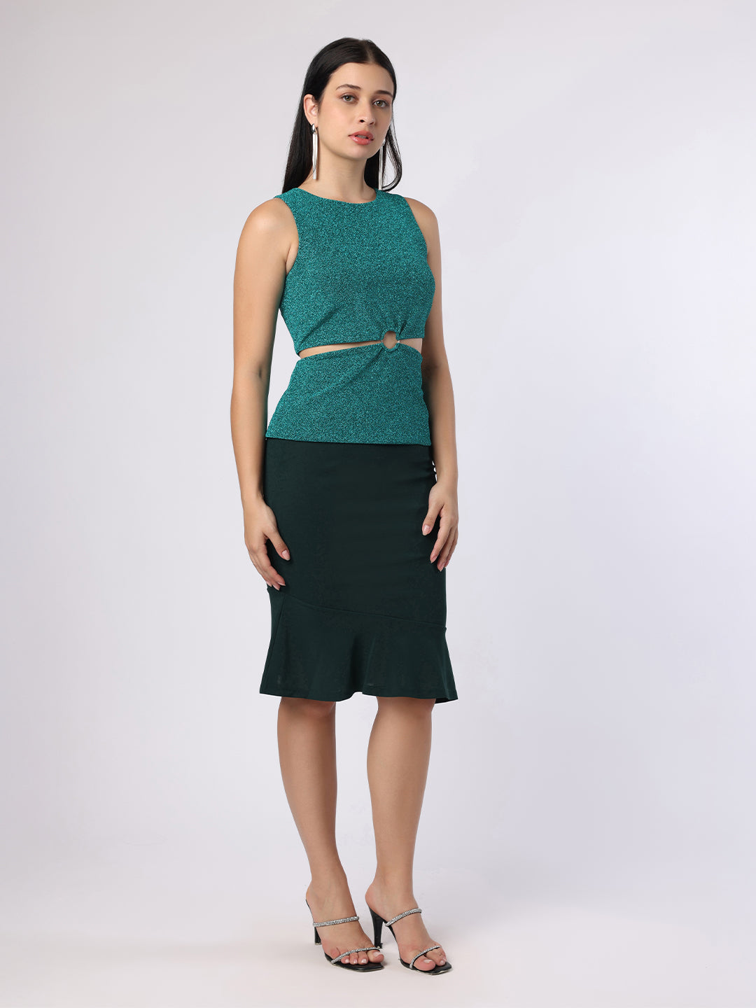 Green Lurex Cut-Out Top