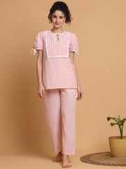 Light Orange Nightwear With Stripes Variation