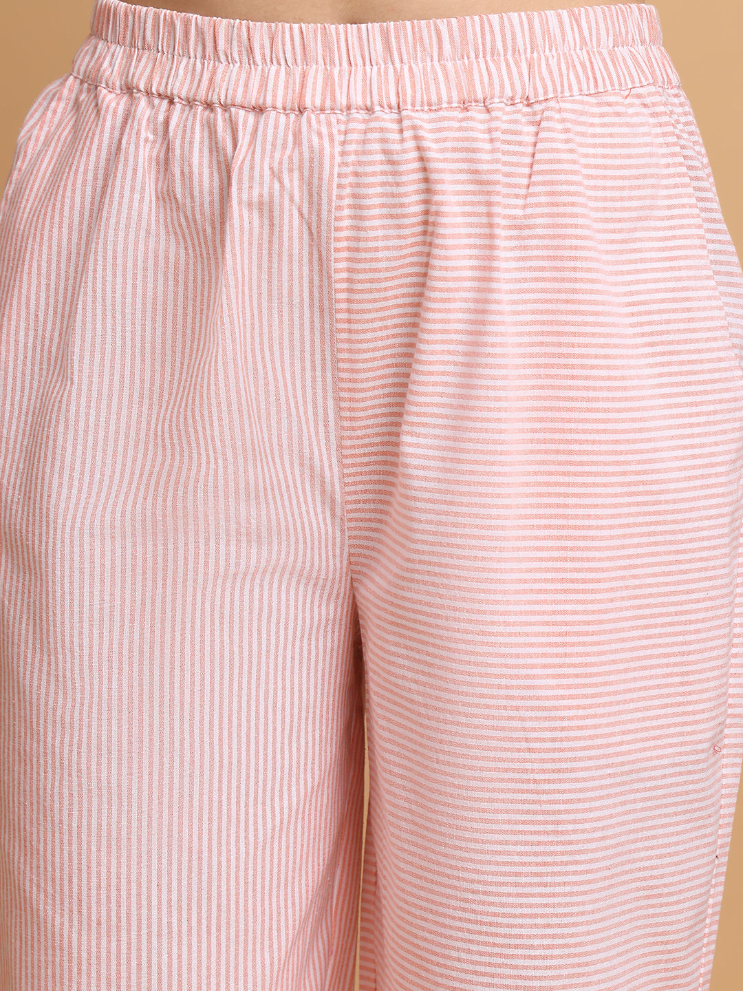 Light Orange Nightwear With Stripes Variation