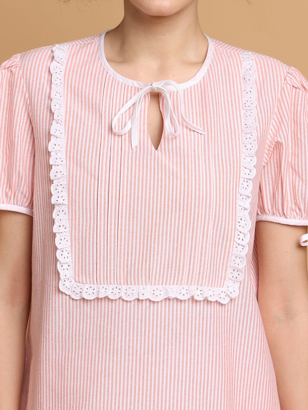 Light Orange Nightwear With Stripes Variation