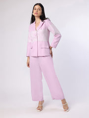 Lilac Lace Patch Blazer Trouser Set