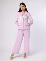 Lilac Lace Patch Blazer Trouser Set