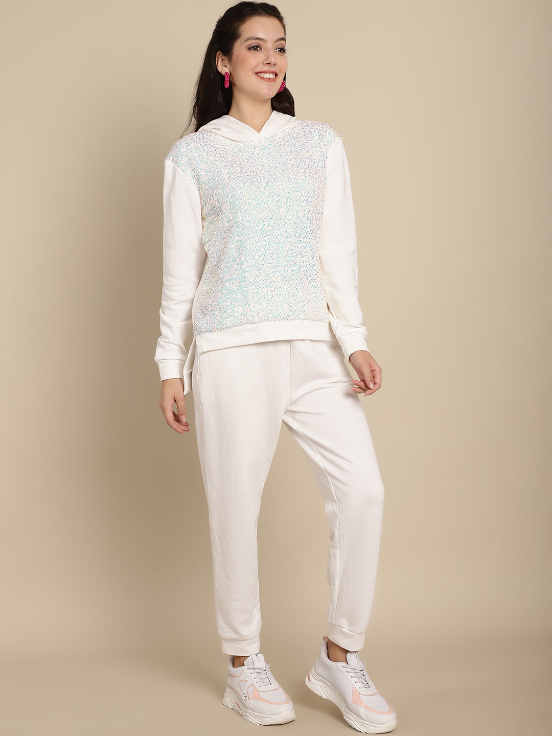 Sequinned Hoodie Sweatshirt With Jogger