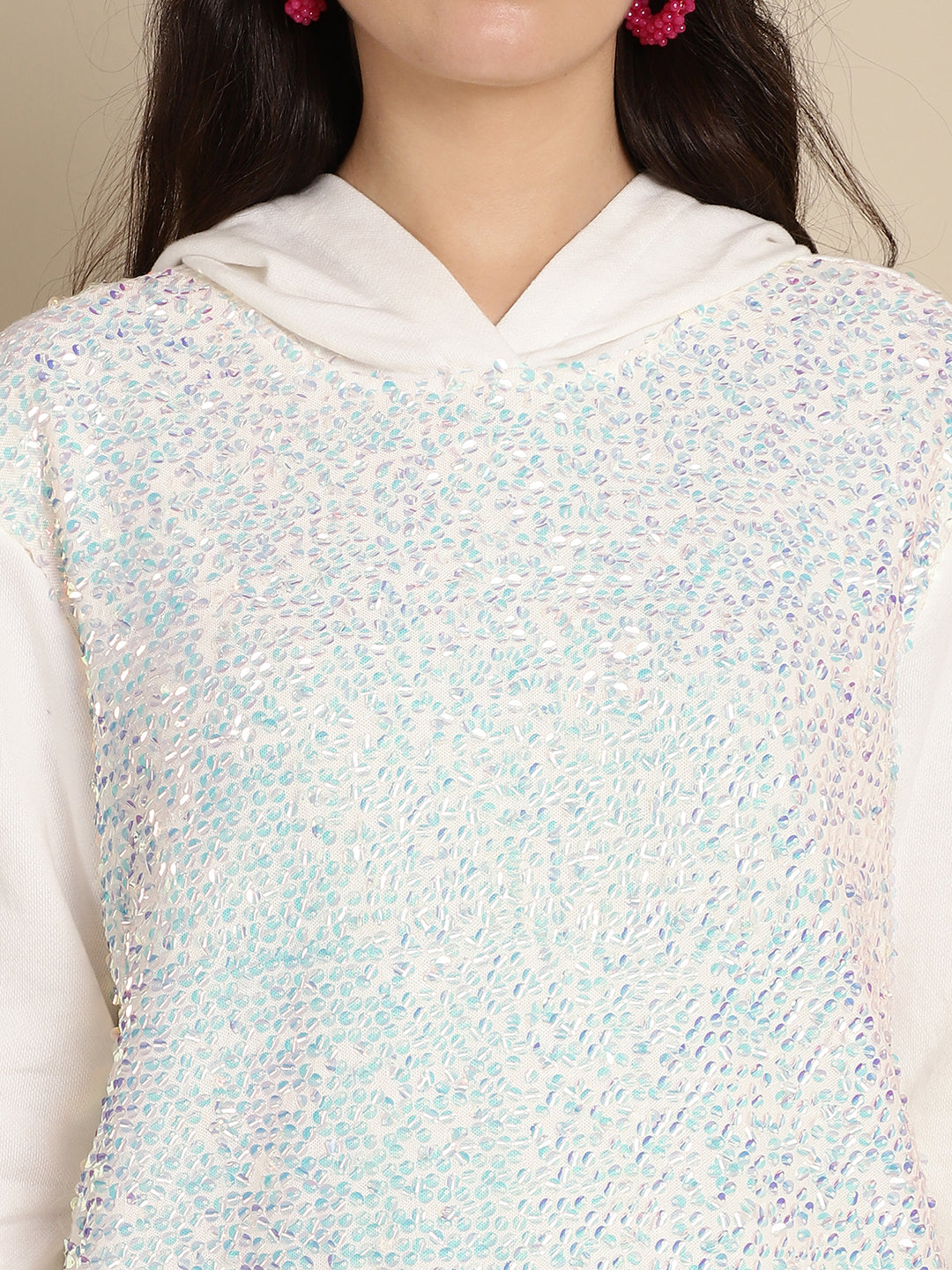 Sequinned Hoodie Sweatshirt With Jogger