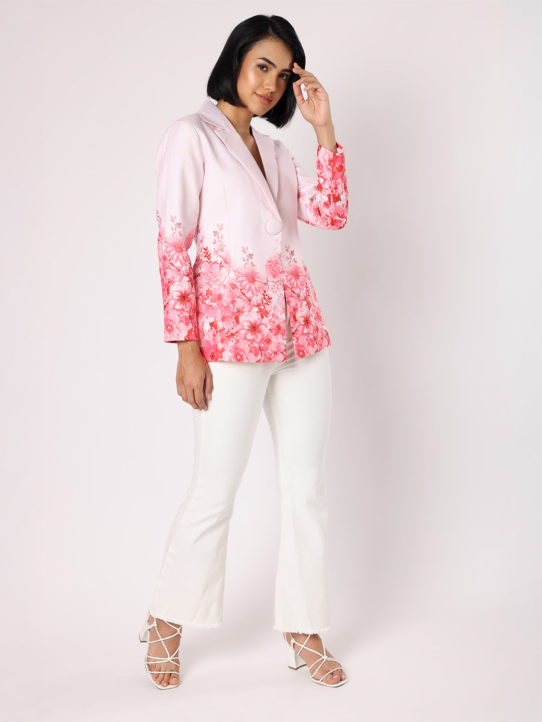 Pink Blazer With Floral Border
