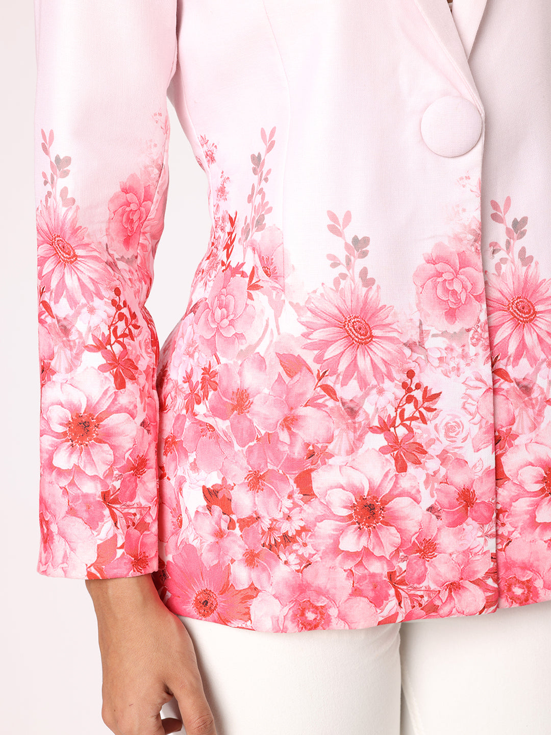 Pink Blazer With Floral Border