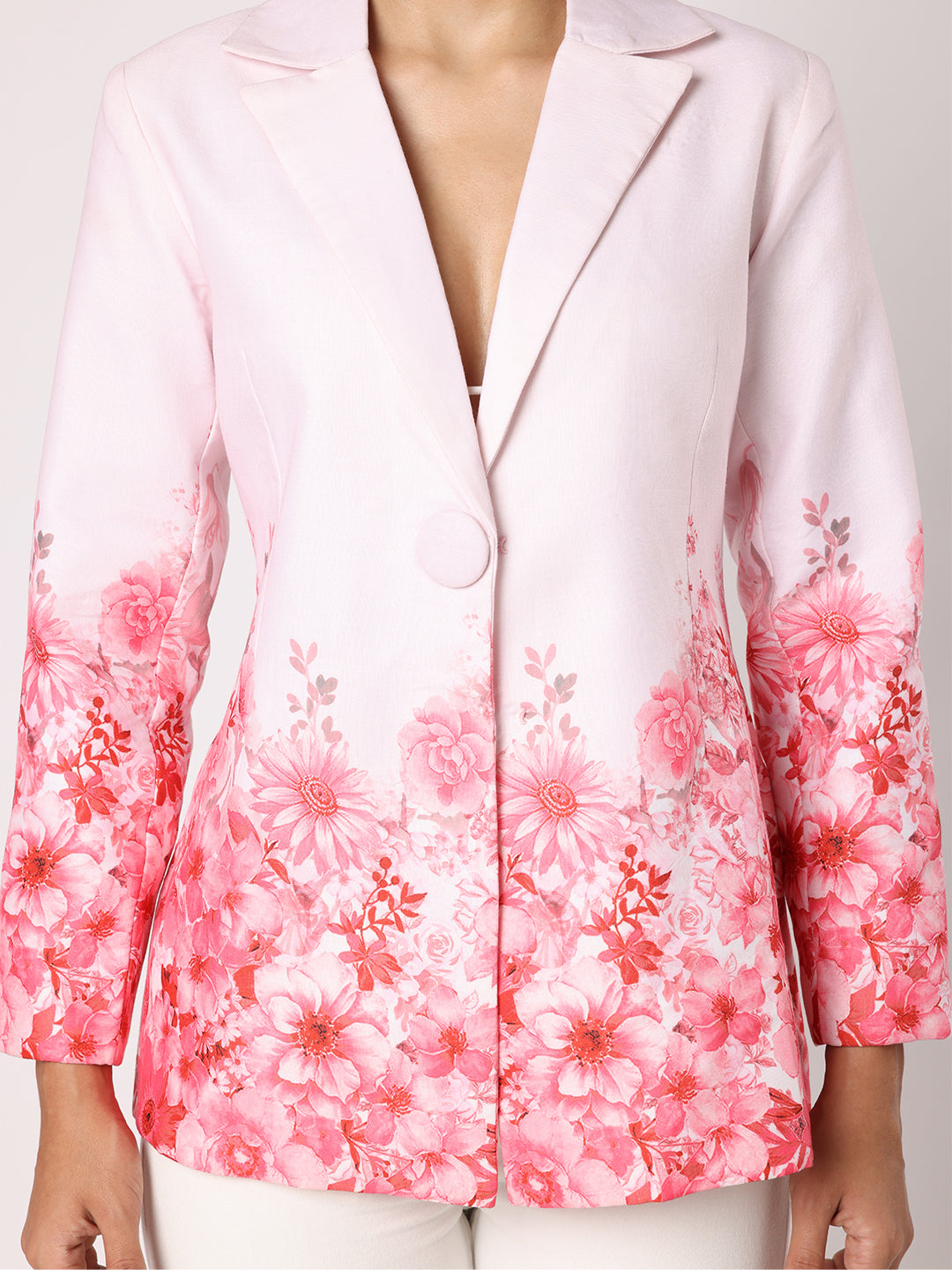 Pink Blazer With Floral Border