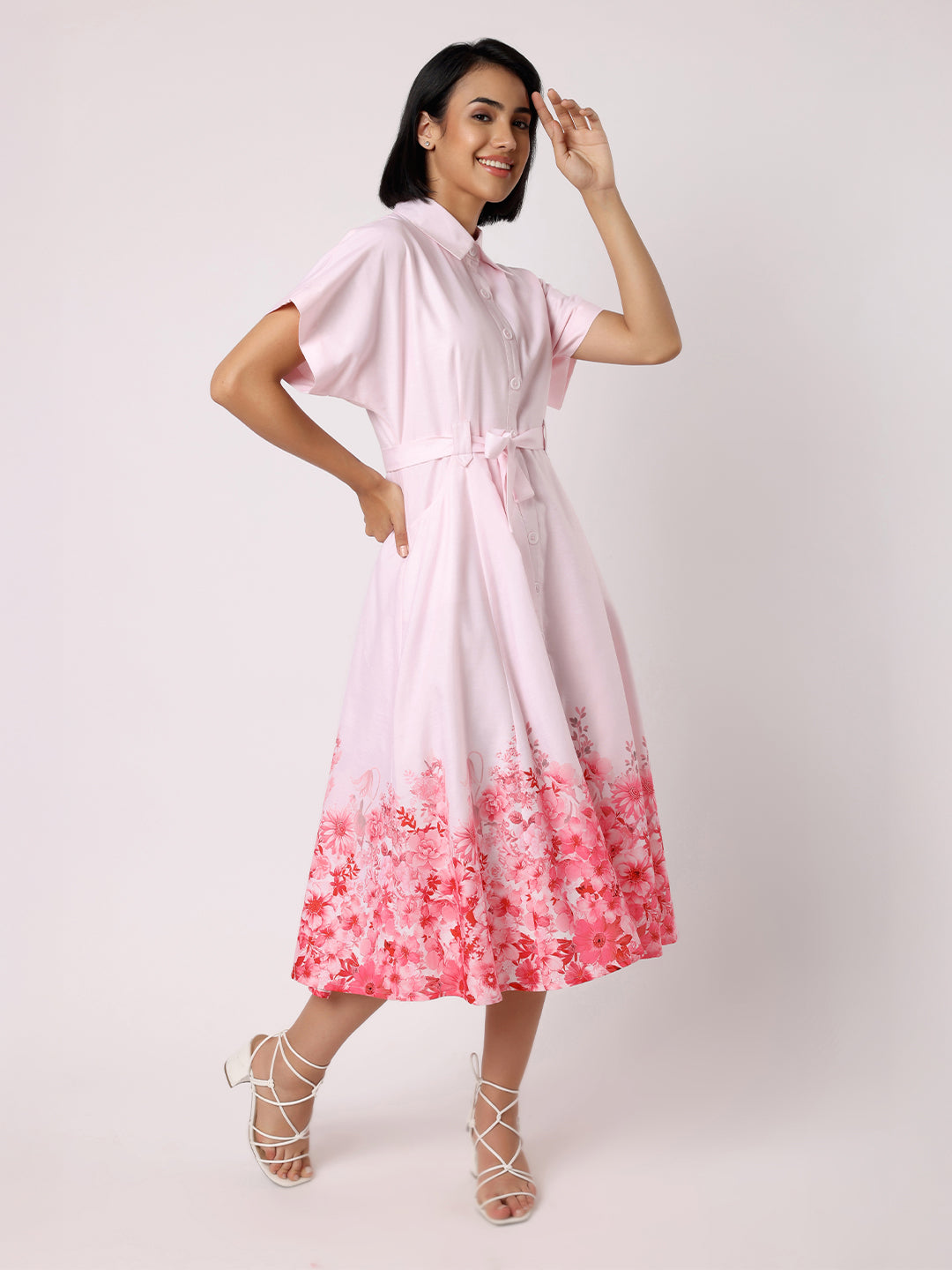 Pink Dress With Floral Border