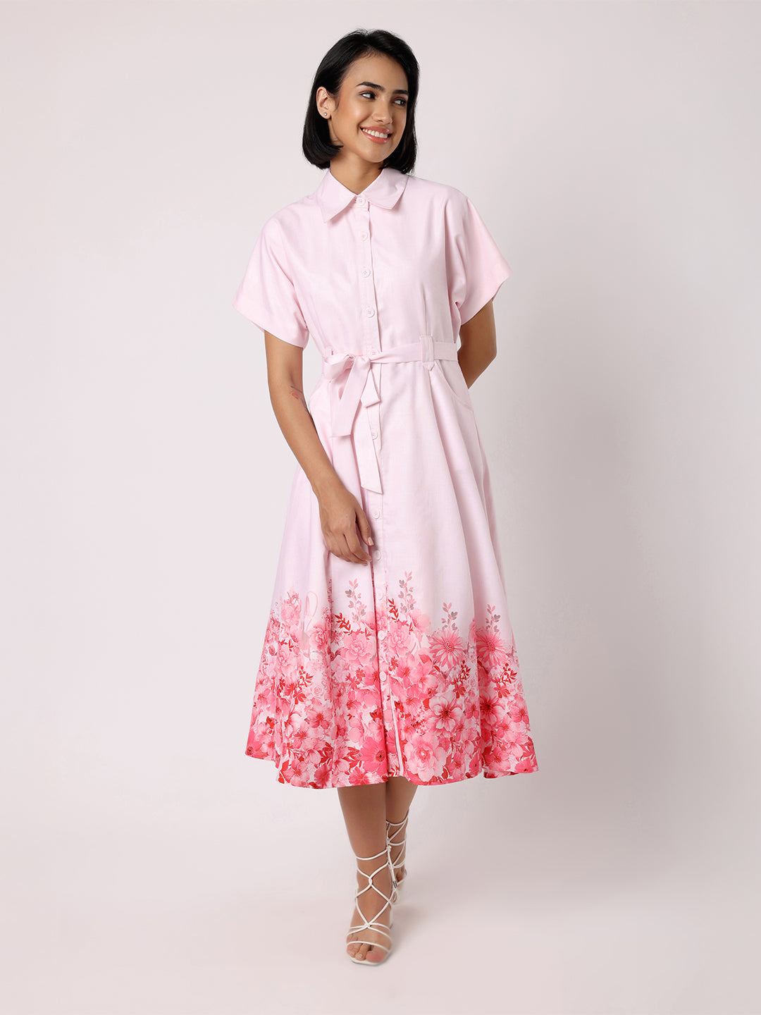 Pink Dress With Floral Border