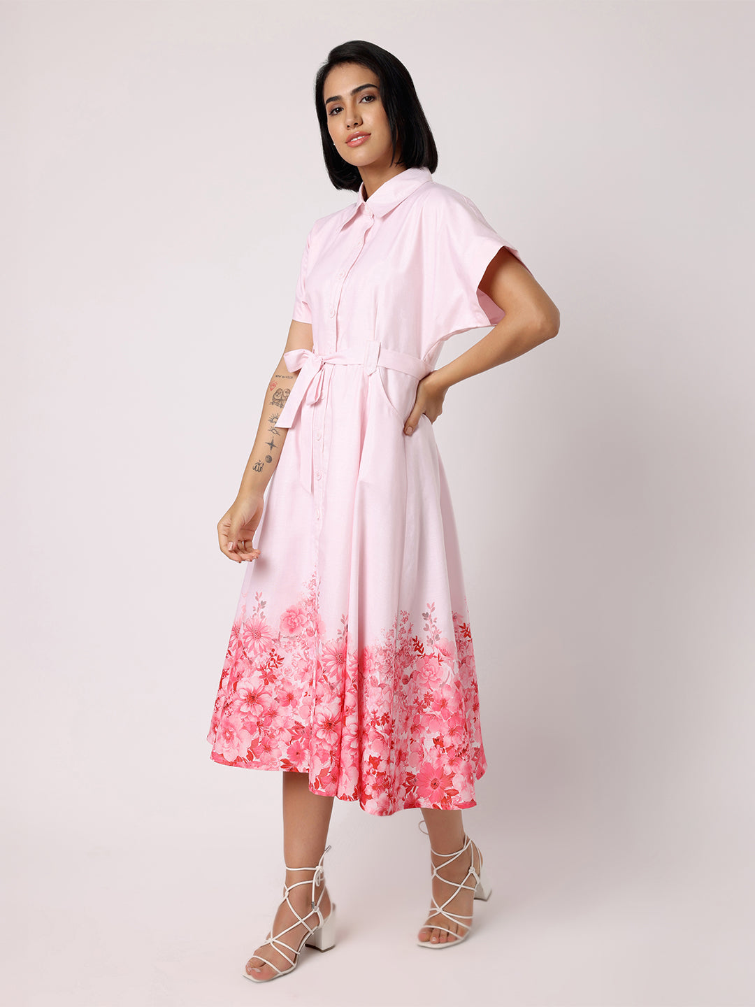 Pink Dress With Floral Border