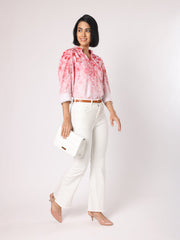 Pink Floral Top With Lace Detail