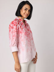 Pink Floral Top With Lace Detail