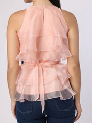 Pink Frill Top With Mirror Belt