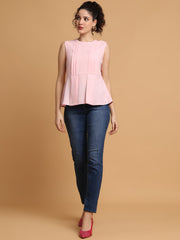 Pink Peplum Top With Back Bow