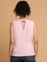 Pink Peplum Top With Back Bow