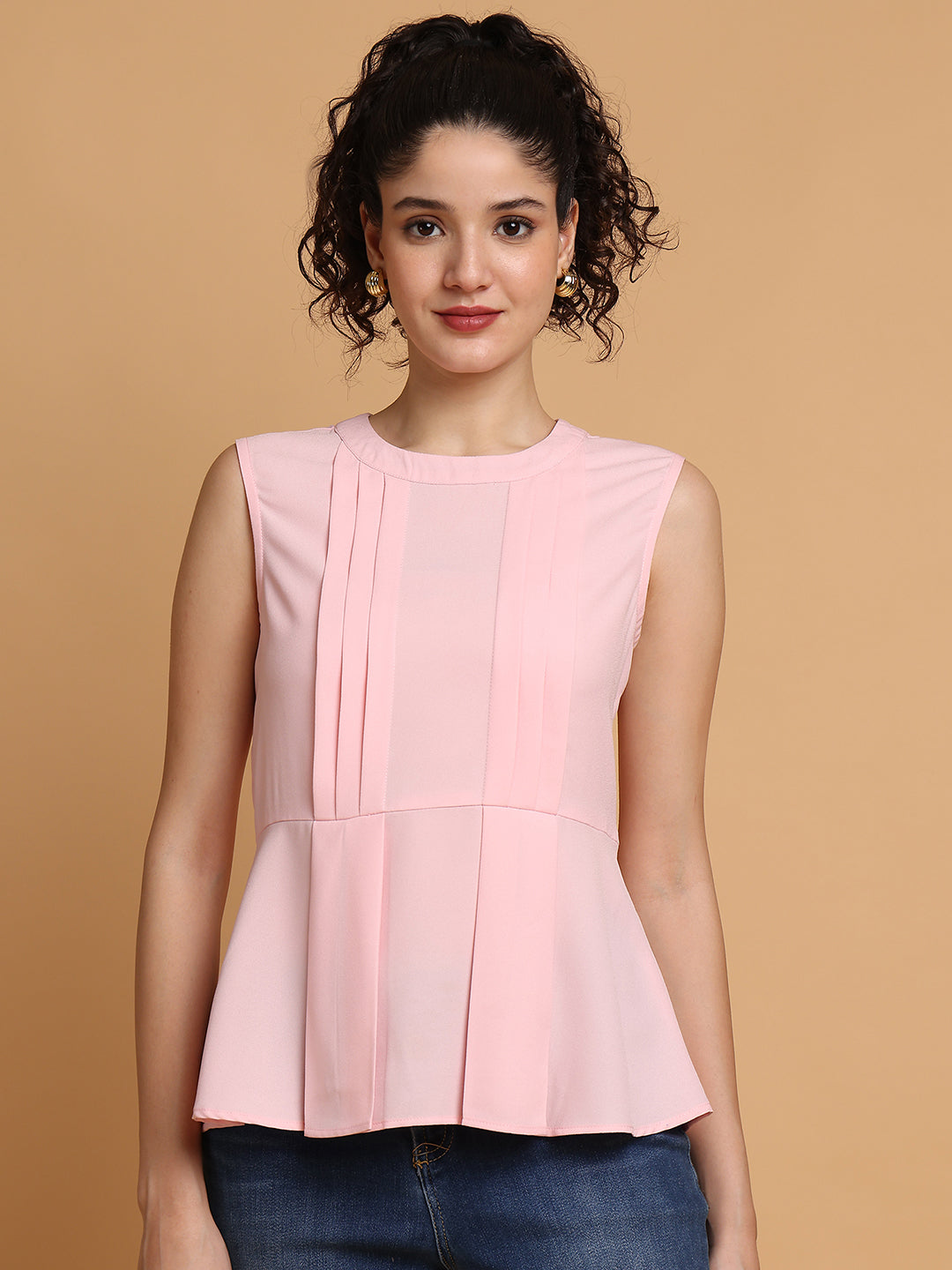 Pink Peplum Top With Back Bow