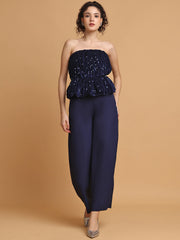 Sequined Off-Shoulder Top With Trousers
