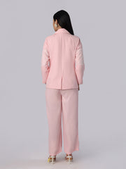 Light Pink Lace Patch Blazer Trouser Set