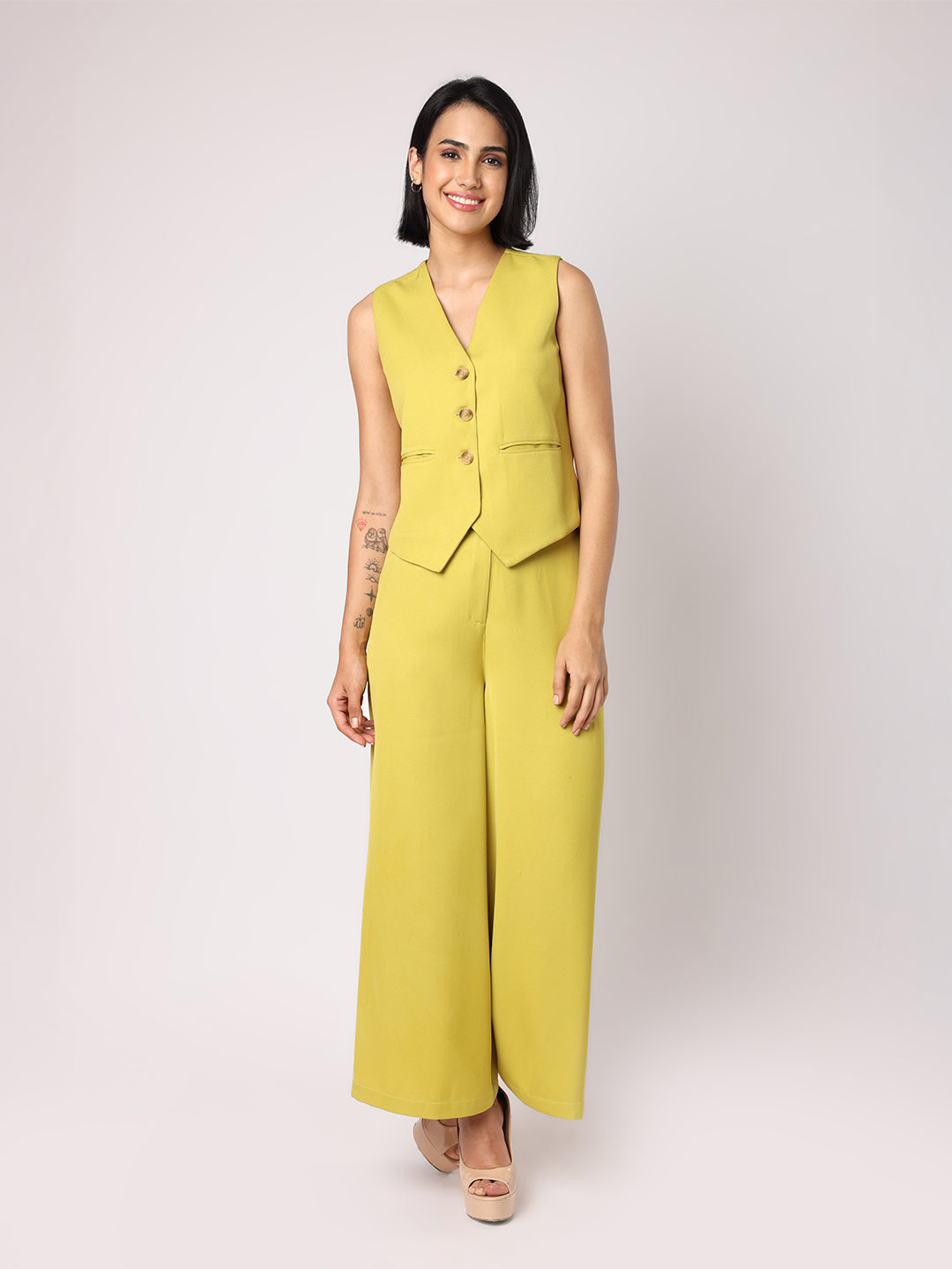 Lime Green Waist Coat With Trousers