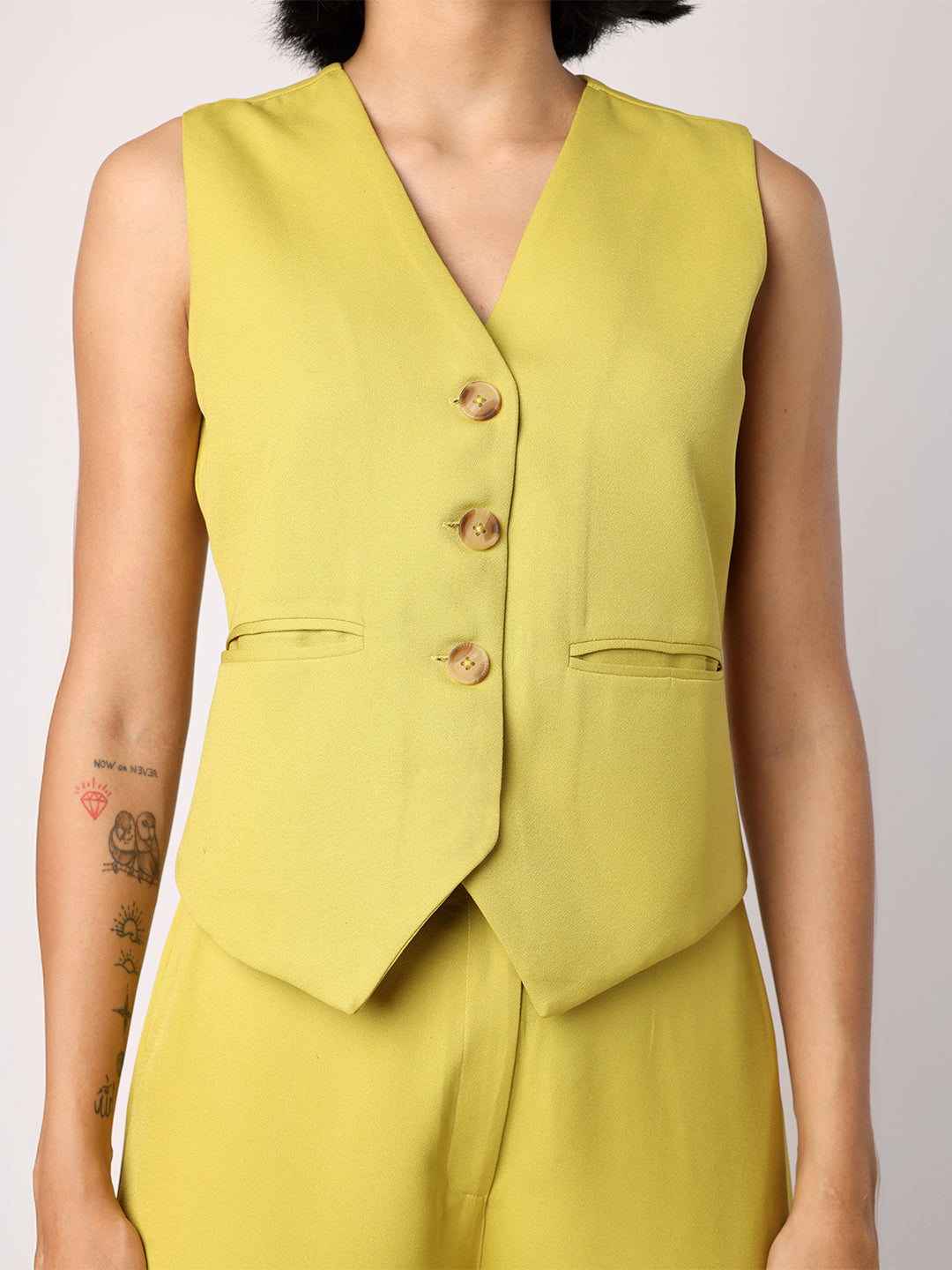 Lime Green Waist Coat With Trousers