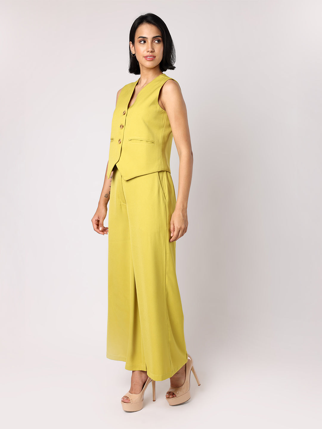 Lime Green Waist Coat With Trousers