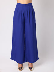 Blue Waist Coat With Front Inverted Pleat Trousers