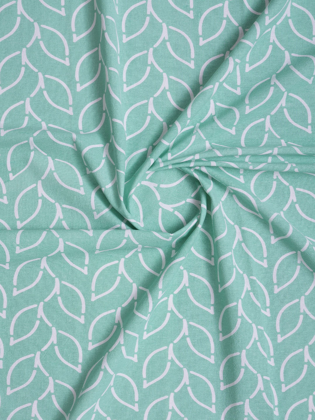 Branchlet Aqua Polyester Cotton Printed Curtain