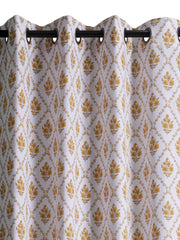 Daisy Yellow Polyester Cotton Printed Curtain