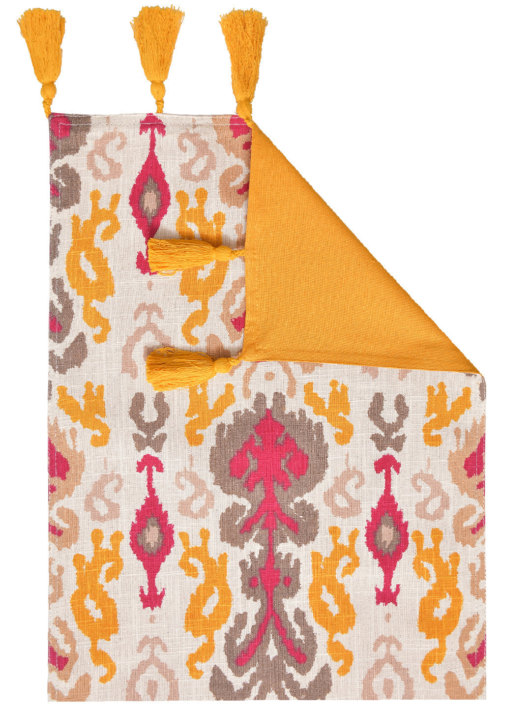 Rangbahar Ikat 100% Cotton Yellow 4/6 Seater Table runner
