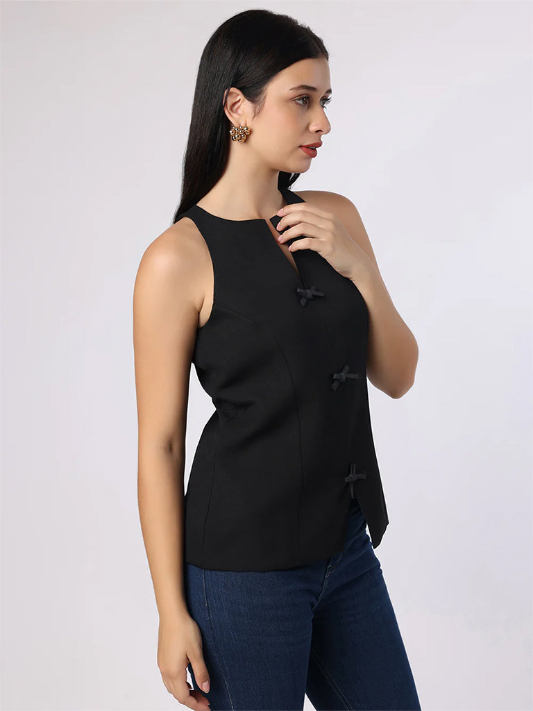 Black Top With Front Bow Detail