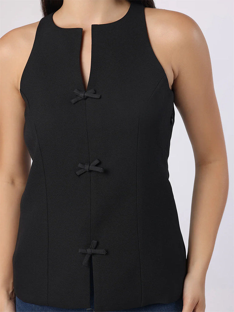 Black Top With Front Bow Detail