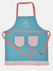 Pinch of Love Teal Cotton Printed Apron