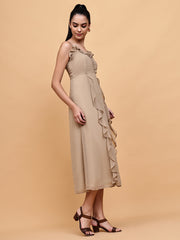 Beige Slip dress with frill