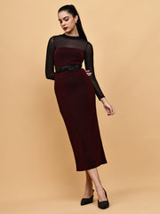 Party Dress With Mesh Crop Top