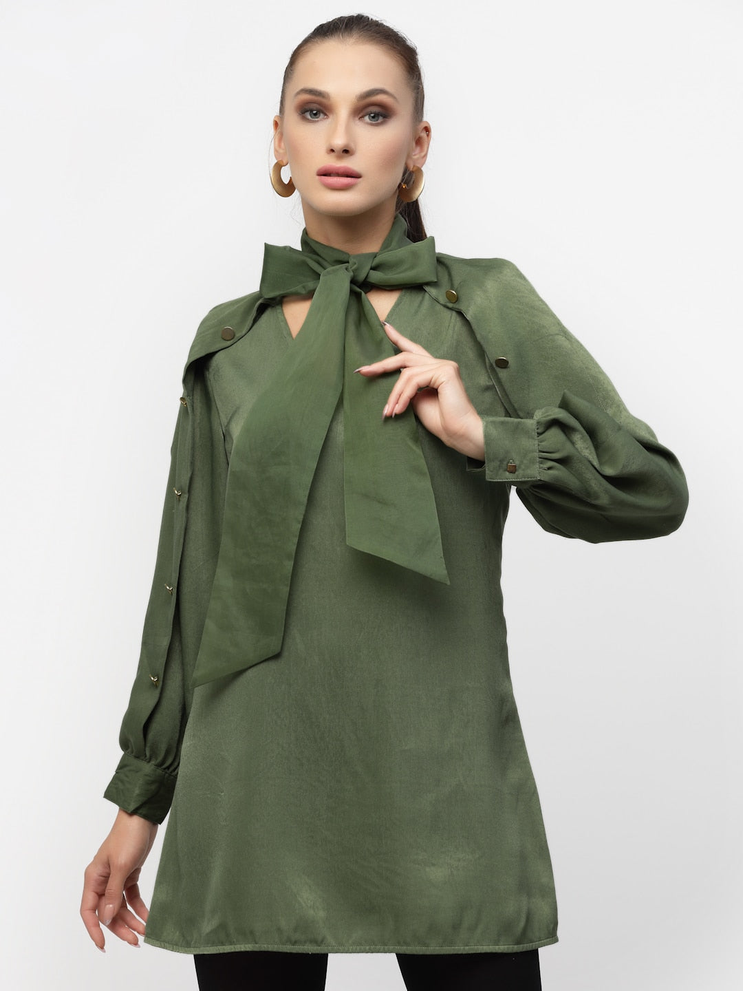 Green Tie Knot Long Tunic
