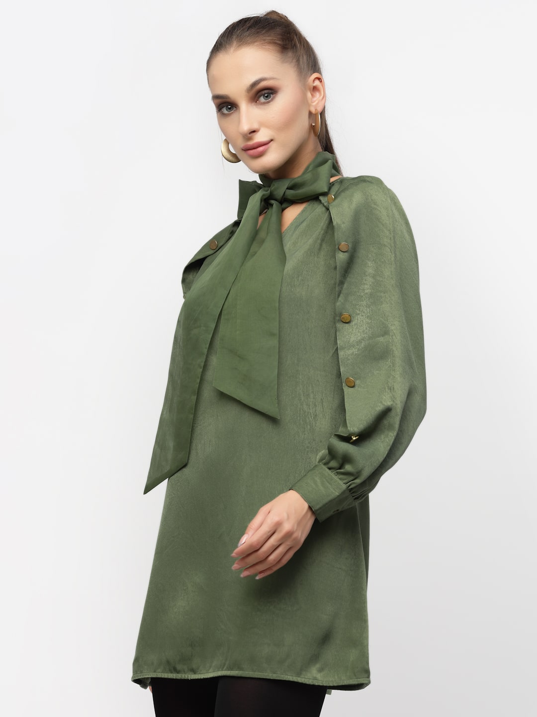 Green Tie Knot Long Tunic