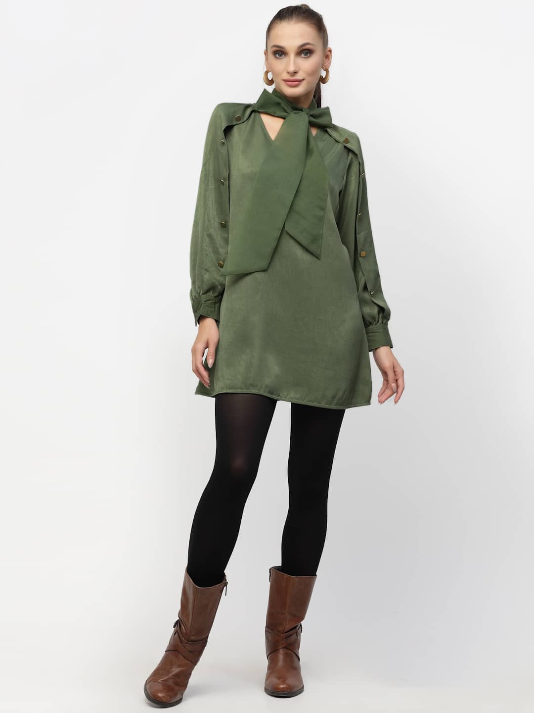 Green Tie Knot Long Tunic